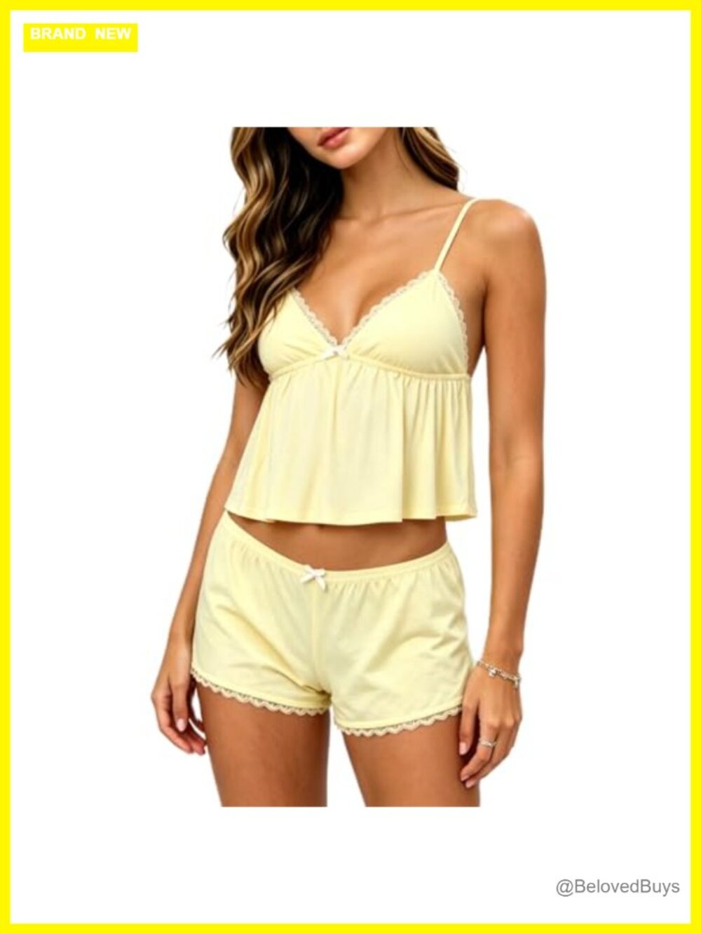 Lace Cami Pajama Set 2 Piece Sleeveless Top Shorts Sleepwear